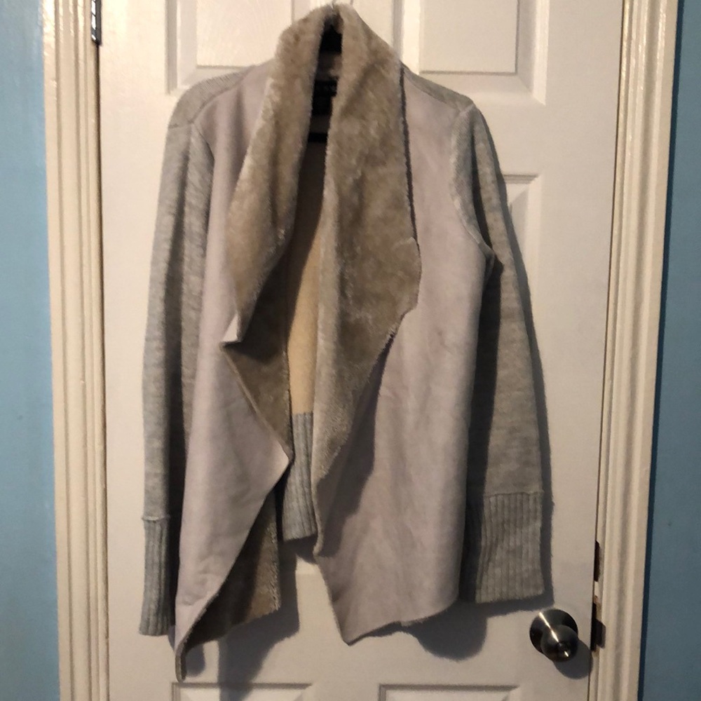 Women's Gray and Cream Open Front Jacket